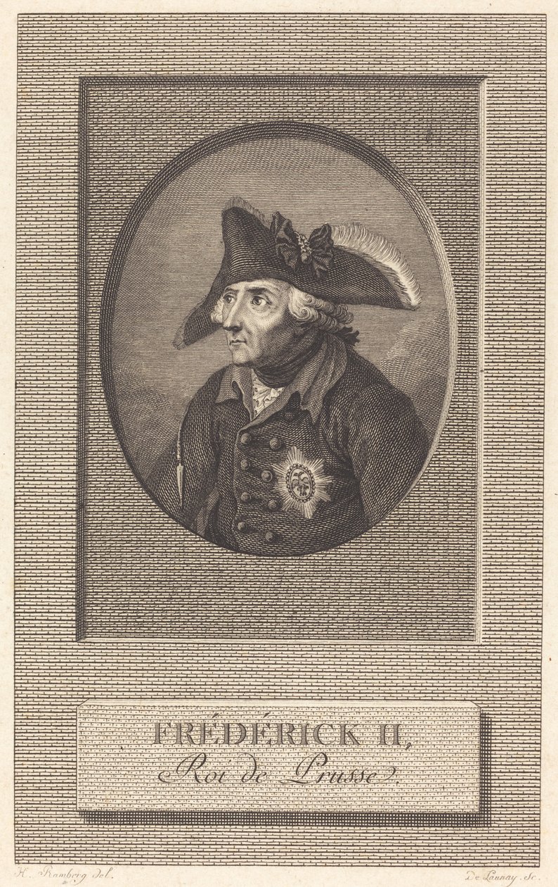 Frederik den Store, konge af Preussen af Nicolas Delaunay after Johann Heinrich Ramberg