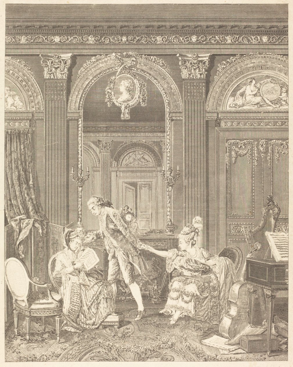 Den søde billet af Nicolas Delaunay after Nicolas Lavreince
