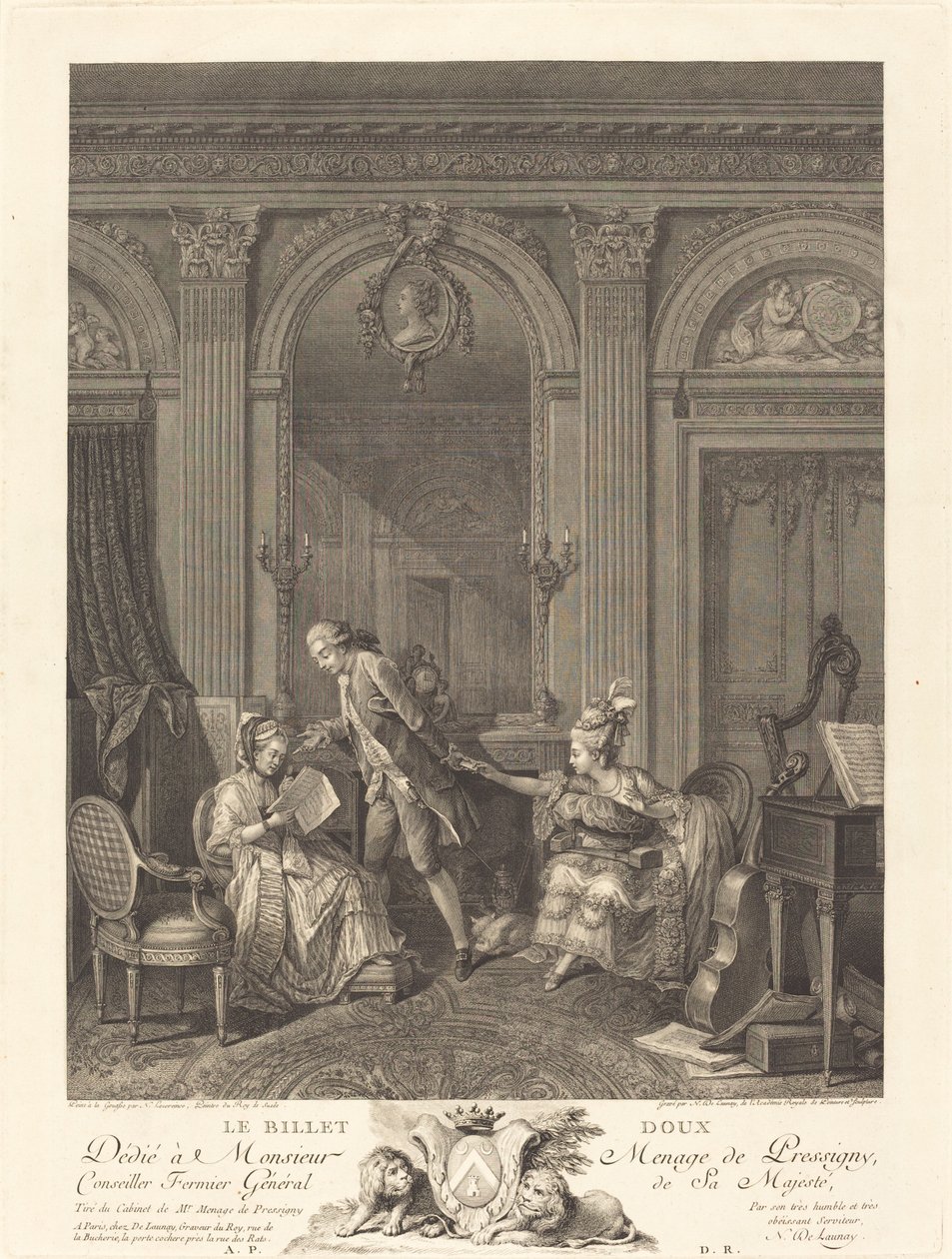 Den søde billet af Nicolas Delaunay after Nicolas Lavreince
