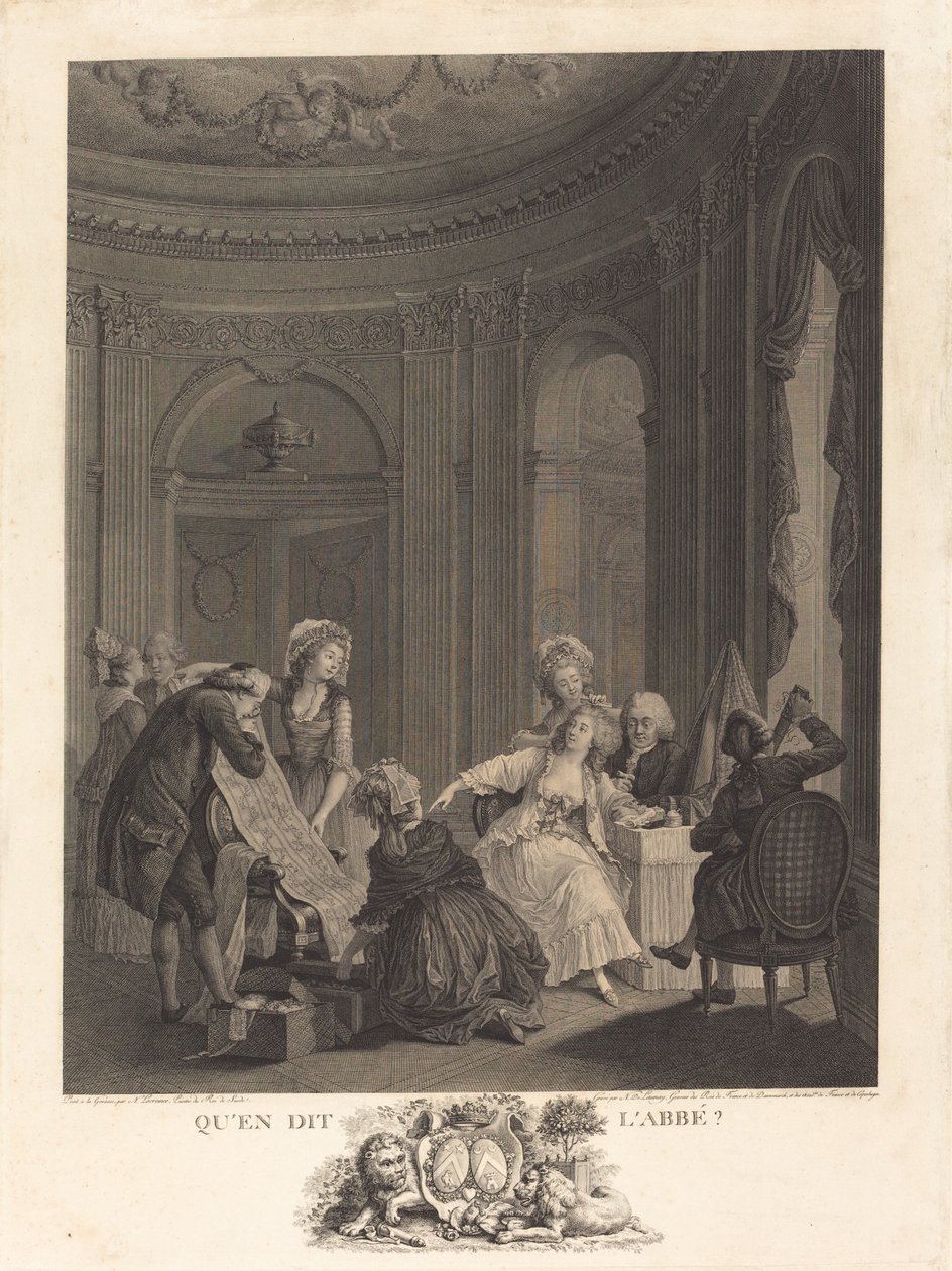 Hvad siger abbeden? af Nicolas Delaunay after Nicolas Lavreince