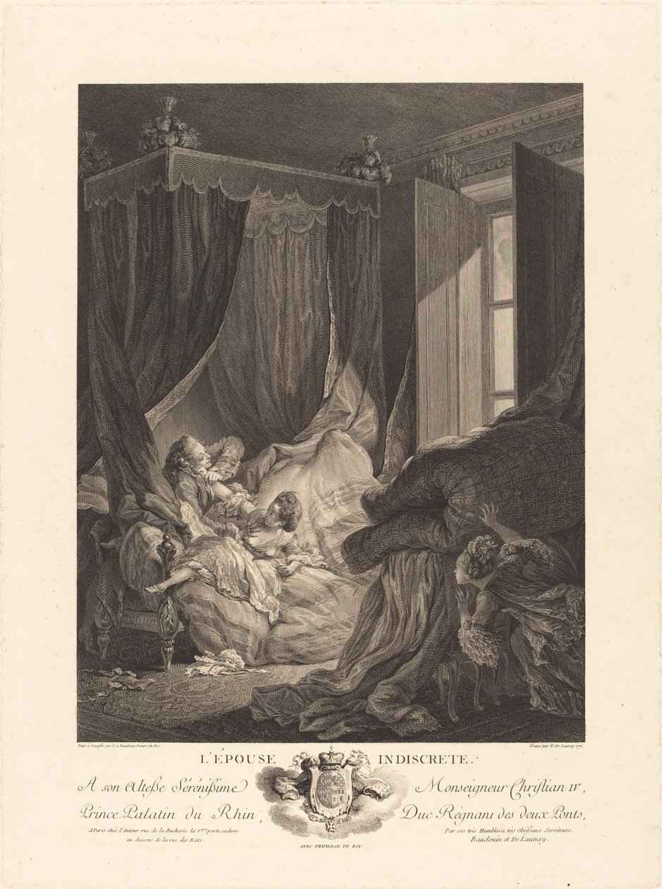 Den indiskrete kone af Nicolas Delaunay after Pierre Antoine Baudouin