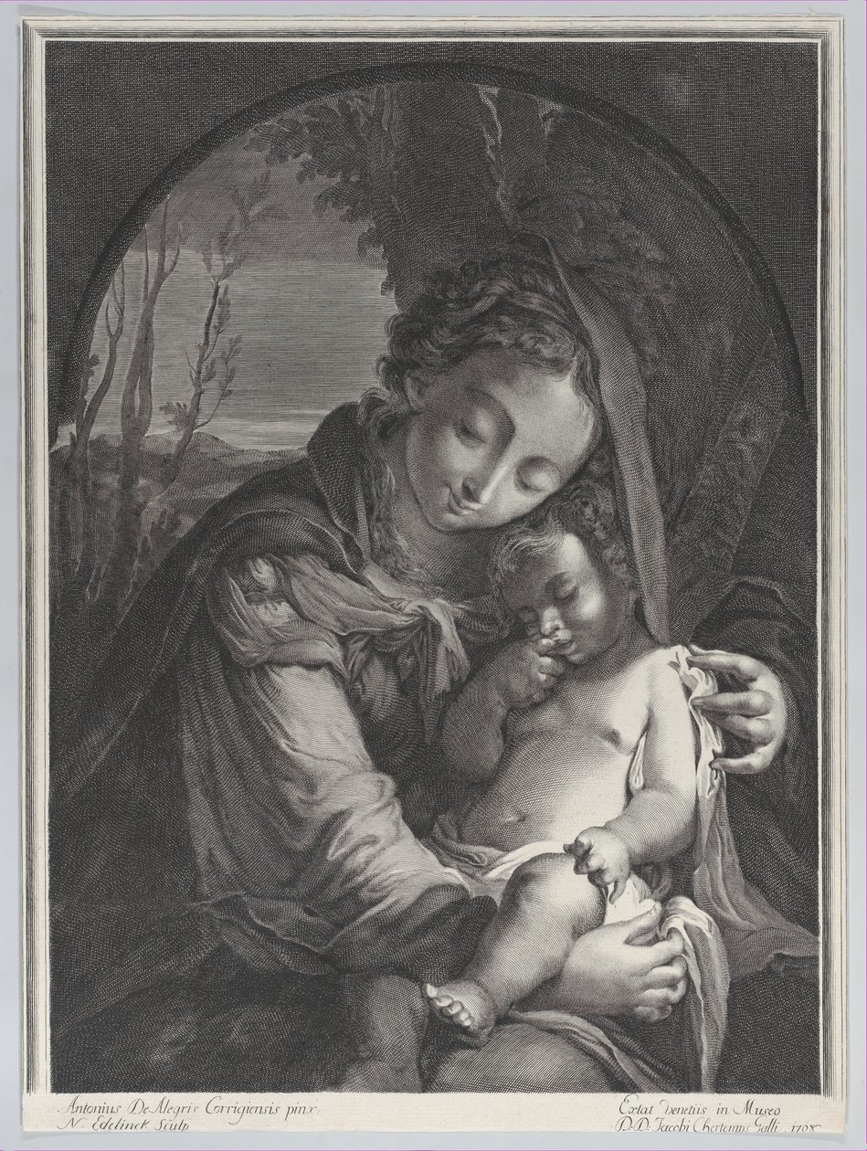 Jomfru med det sovende Kristusbarn, 1708., 1708. af Nicolas Etienne Edelinck