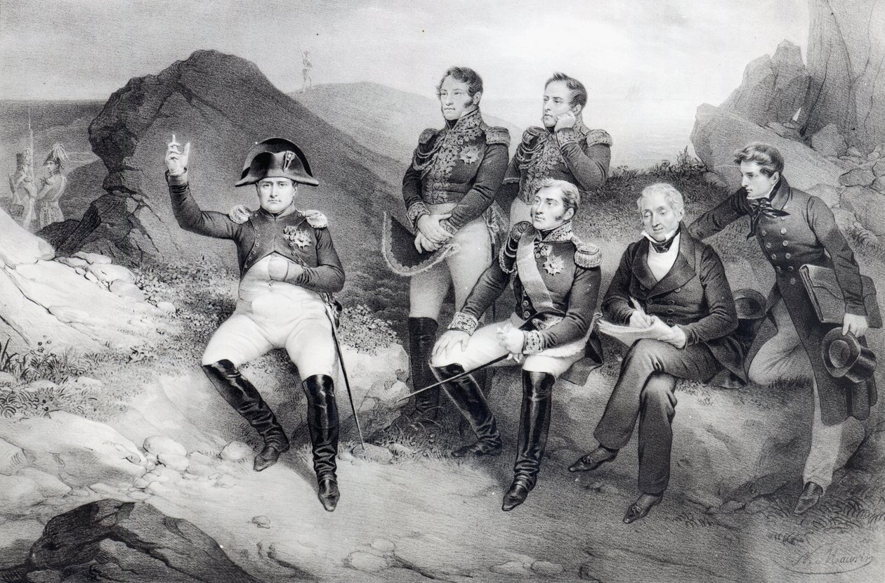 Kejser Napoleon I (1769-1821) dikterer sine erindringer til Emmanuel Las Cases (1766-1842) på St. Helena, 1860 af Nicolas Eustache Maurin