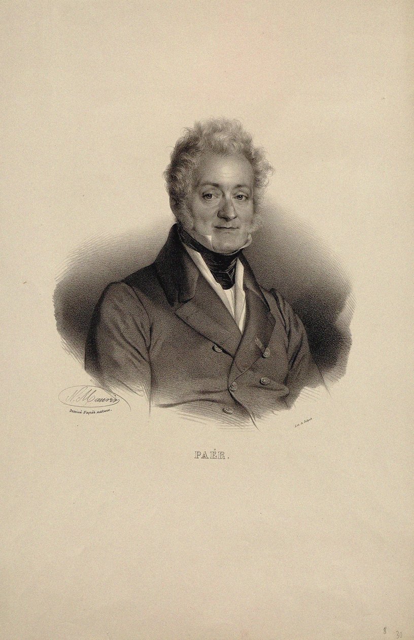 Portræt af komponisten Ferdinando Paer 1771-1839. af Nicolas Eustache Maurin