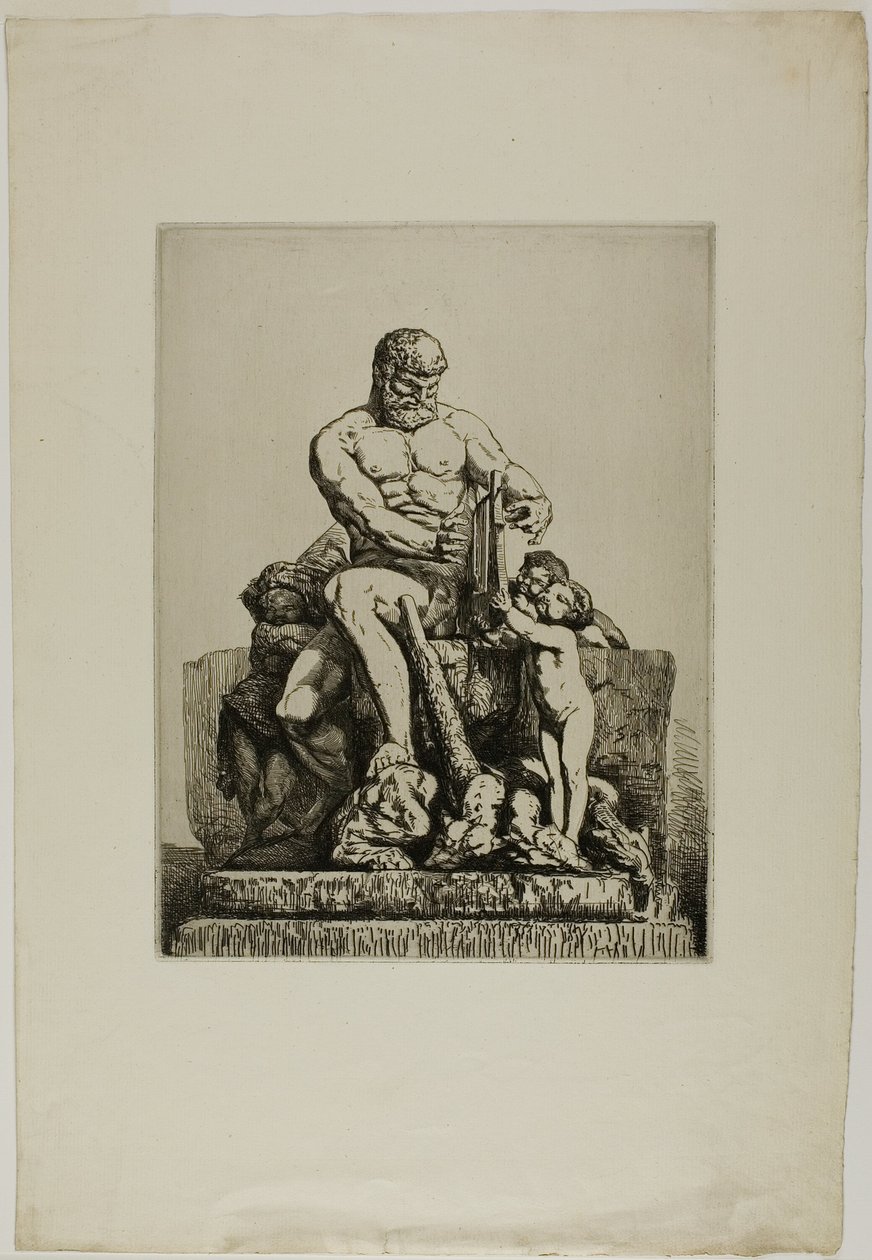 Hercules, plade en fra Twelve Etchings af Chifflart af Nicolas François Chifflart