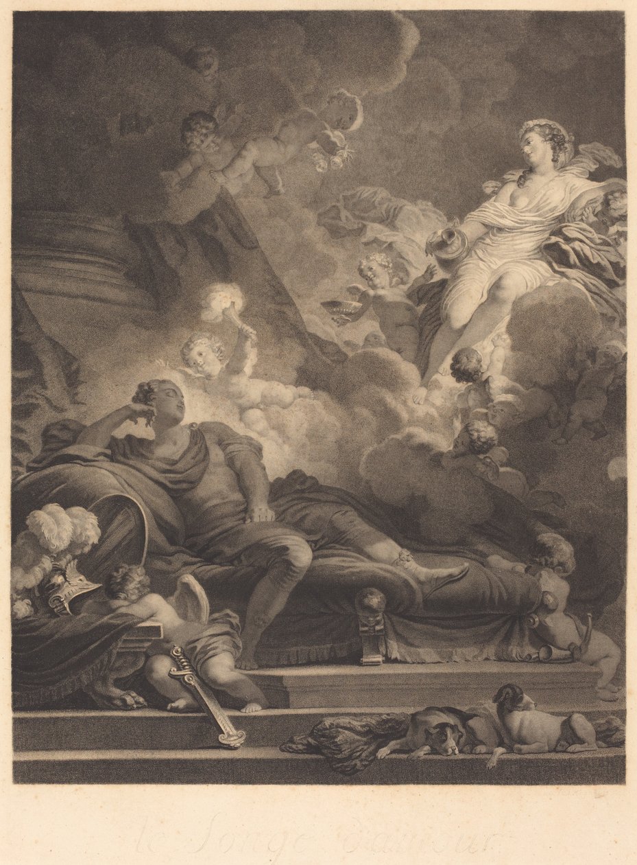 Kærlighedens drøm af Nicolas François Regnault after Jean Honoré Fragonard