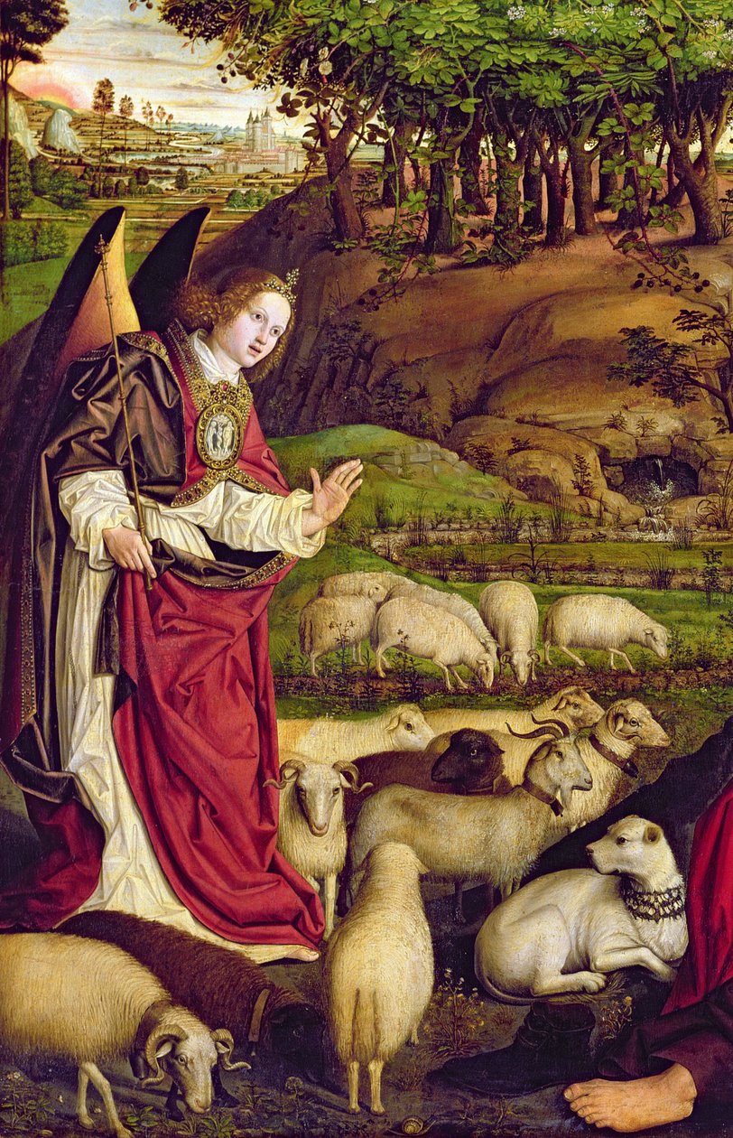 The Triptych of Moses and the Burning Bush, ca. 1476 (detaljer fra 173010) af Nicolas Froment