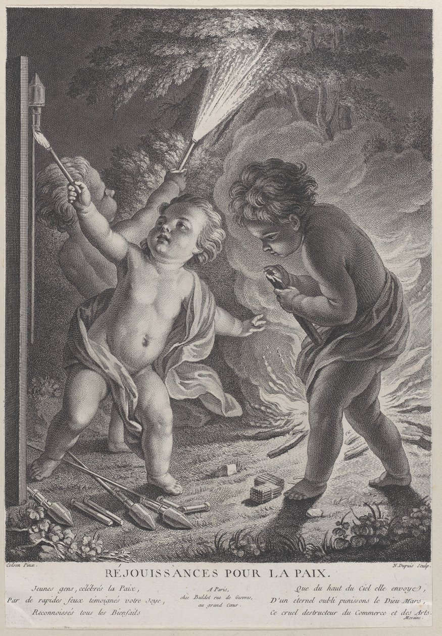Celebrating Peace Celebrating Peace, tre putti med fyrværkeri, 1745-71., 1745-71. af Nicolas Gabriel Dupuis