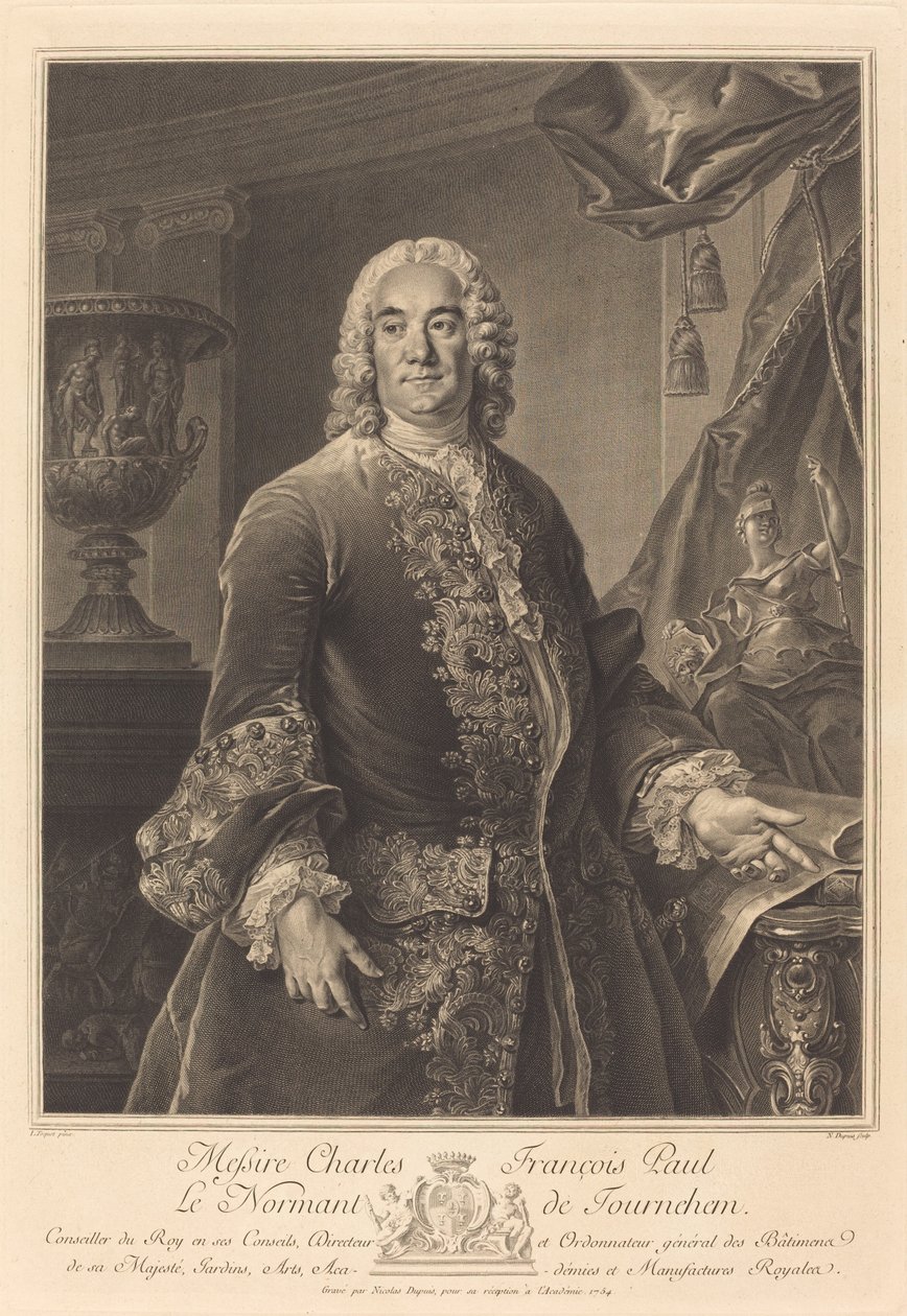 Charles Francois Paul Le Normant de Tournehem af Nicolas Gabriel Dupuis after Louis Tocqué