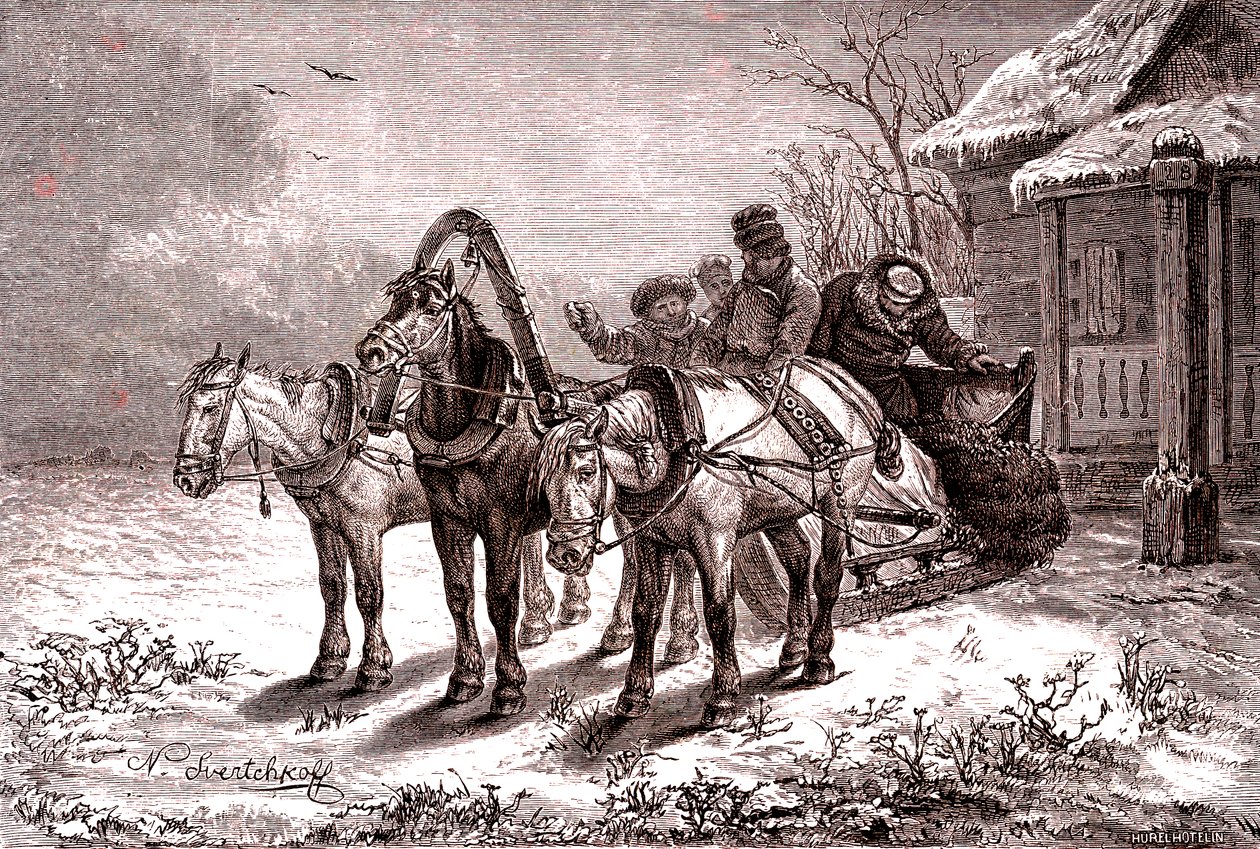 Rusland. Relæstation i 1865. Posthus.1865 (Gravering) af Nicolas Gregorovitch Svertschkoff