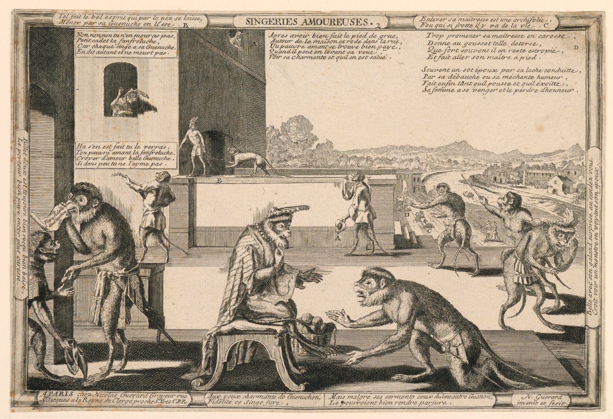 Singeries Amouresuses, Plade 2 af Nicolas Guerard