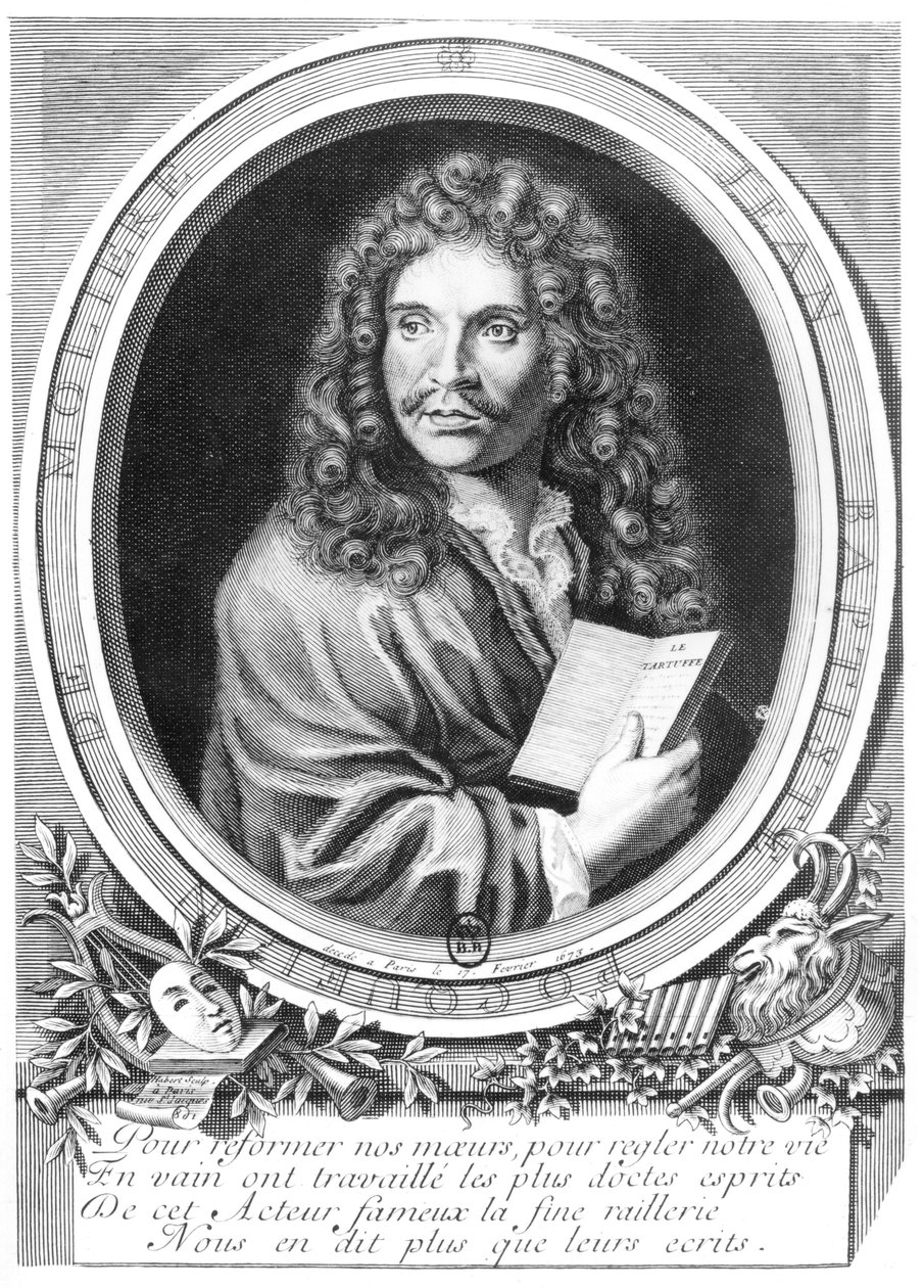 Portræt af Moliere (1622-73) af Nicolas Habert