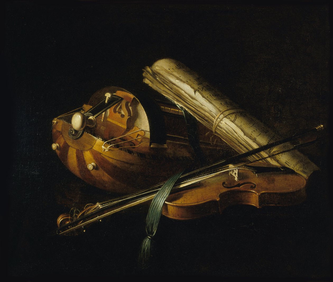 Stilleben med musikinstrumenter, 1756. af Nicolas Henri Jeaurat de Bertry