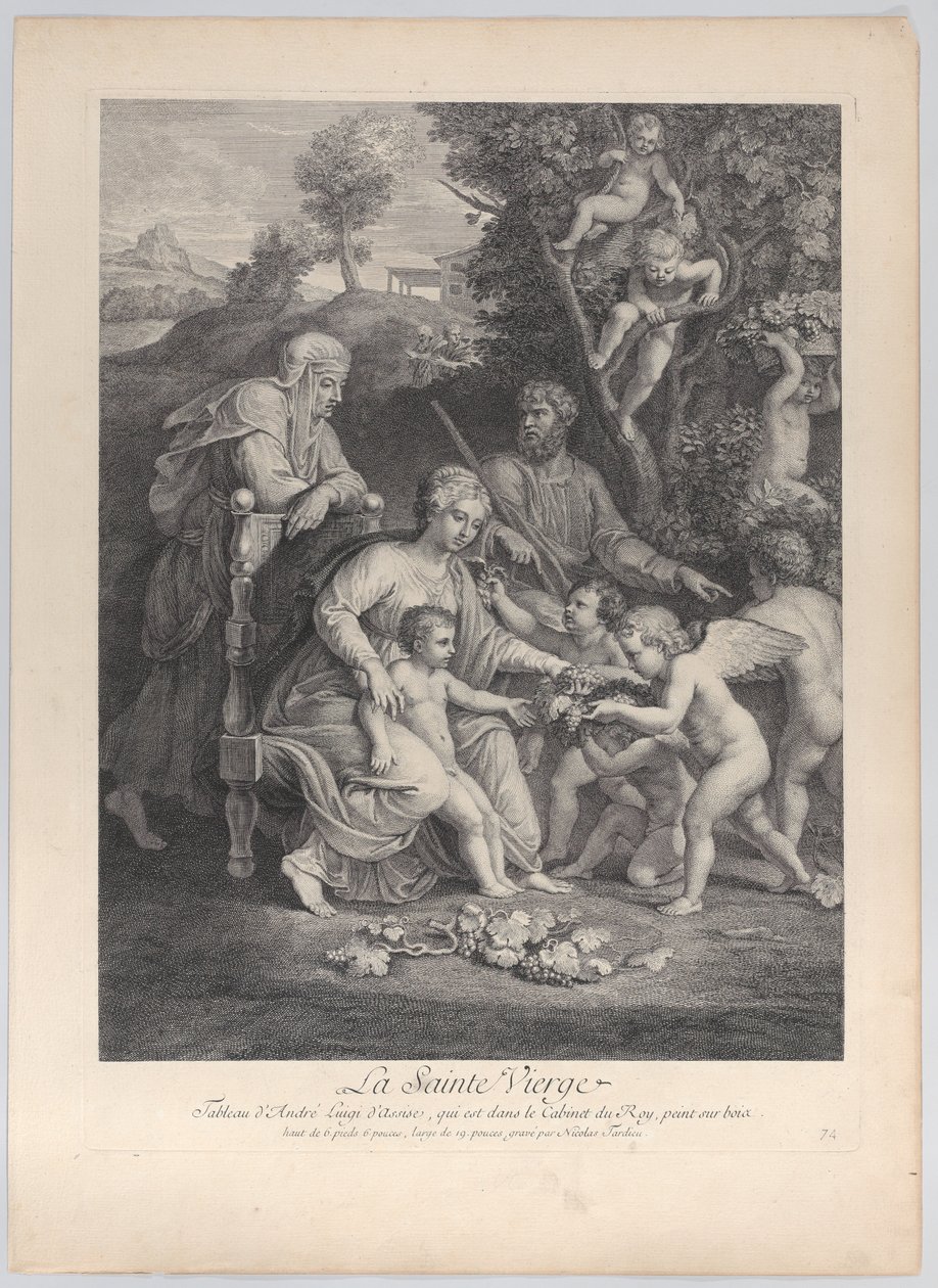 Den hellige familie med Saint Elizabeth og engle, ca. 1729., ca. 1729. af Nicolas Henri Tardieu