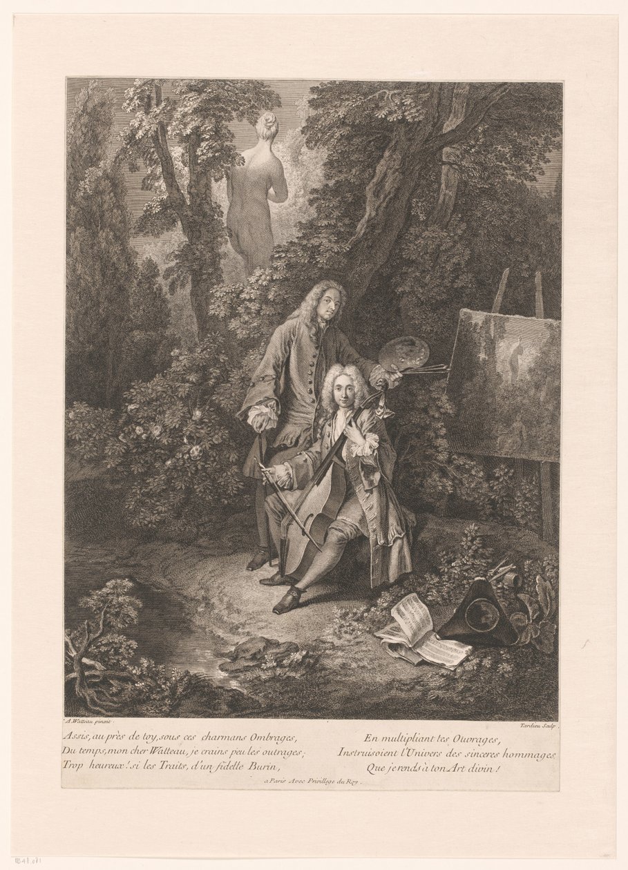 To galante mænd i et parklandskab af Nicolas Henri Tardieu