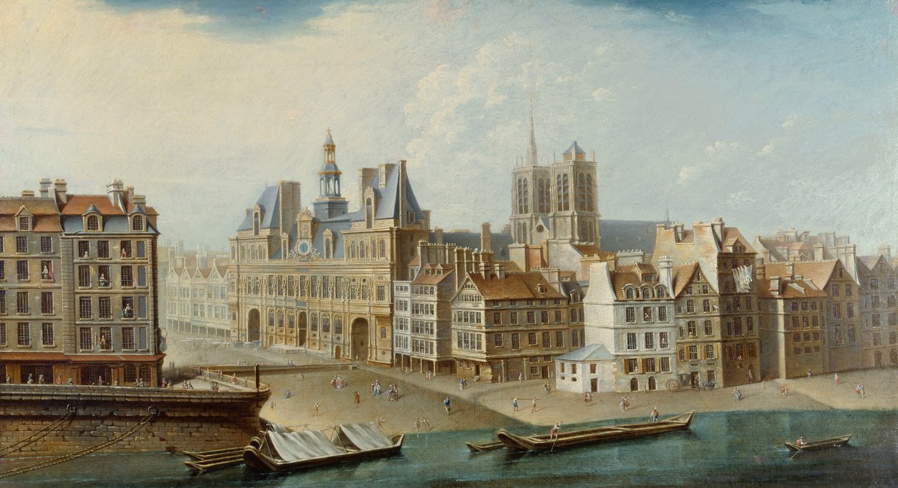 Rådhuset og Place de Grève, 1753. af Nicolas Jean Baptiste Raguenet