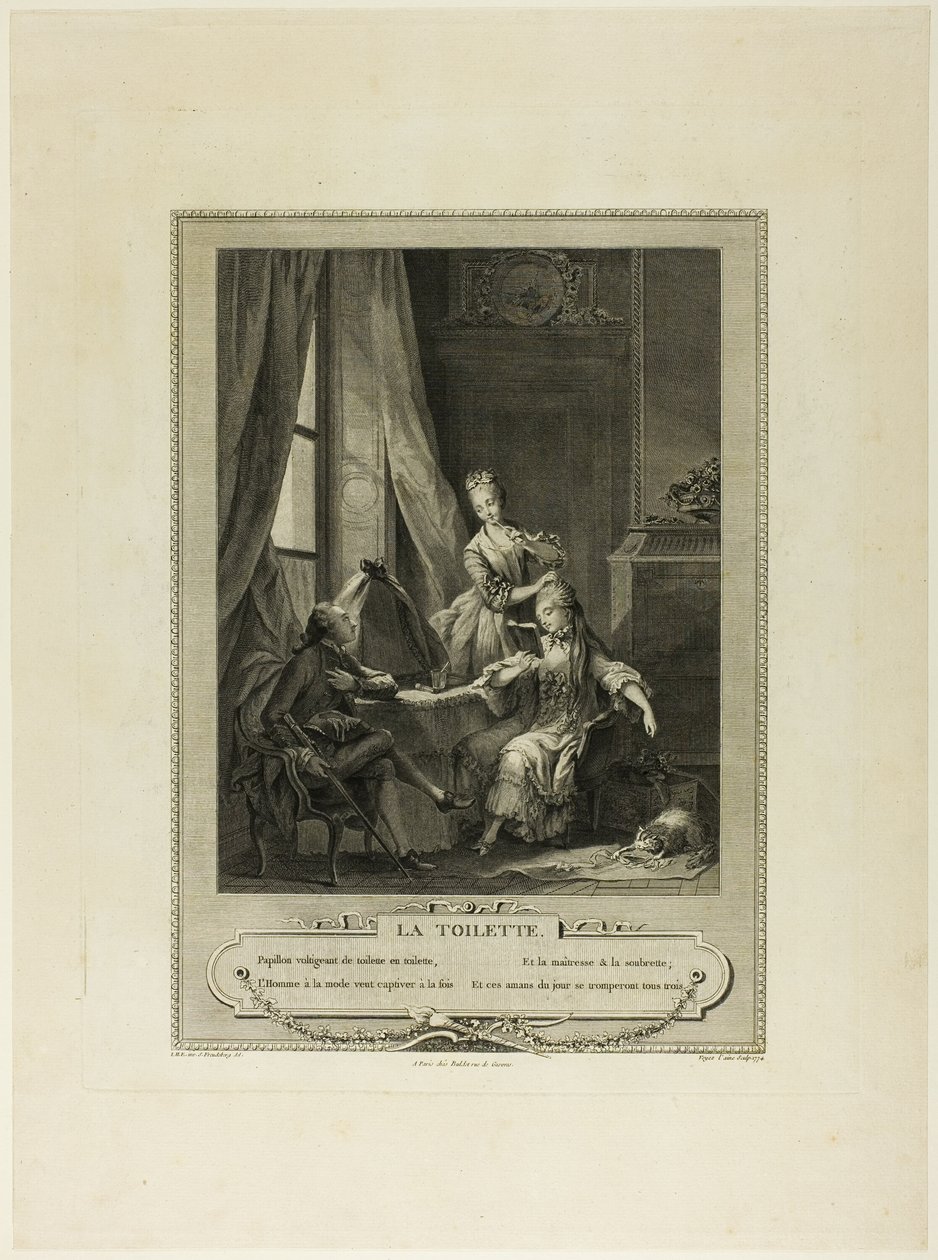 La Toilette, fra Monument du Costume Physique et Moral de la fin du Dix-huitième siècle af Nicolas Joseph Voyez