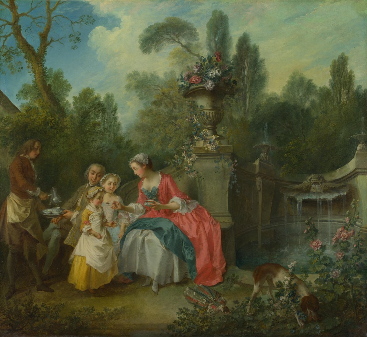 En dame i en have tager kaffe med nogle børn, ca 1742 af Nicolas Lancret