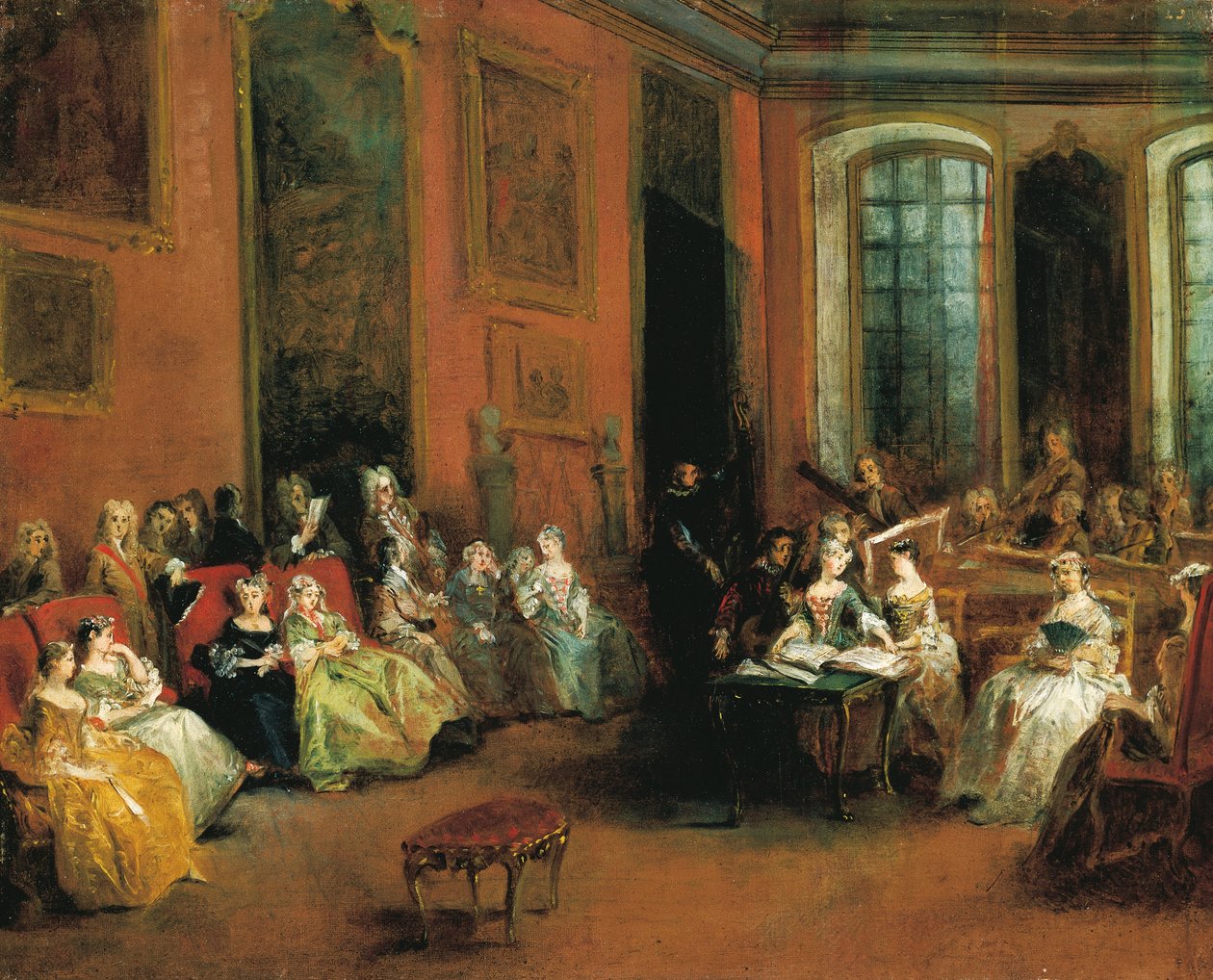 Koncert i Paris Hôtel af Pierre Crozat, ca. 1719-20 (olie på lærred) af Nicolas Lancret