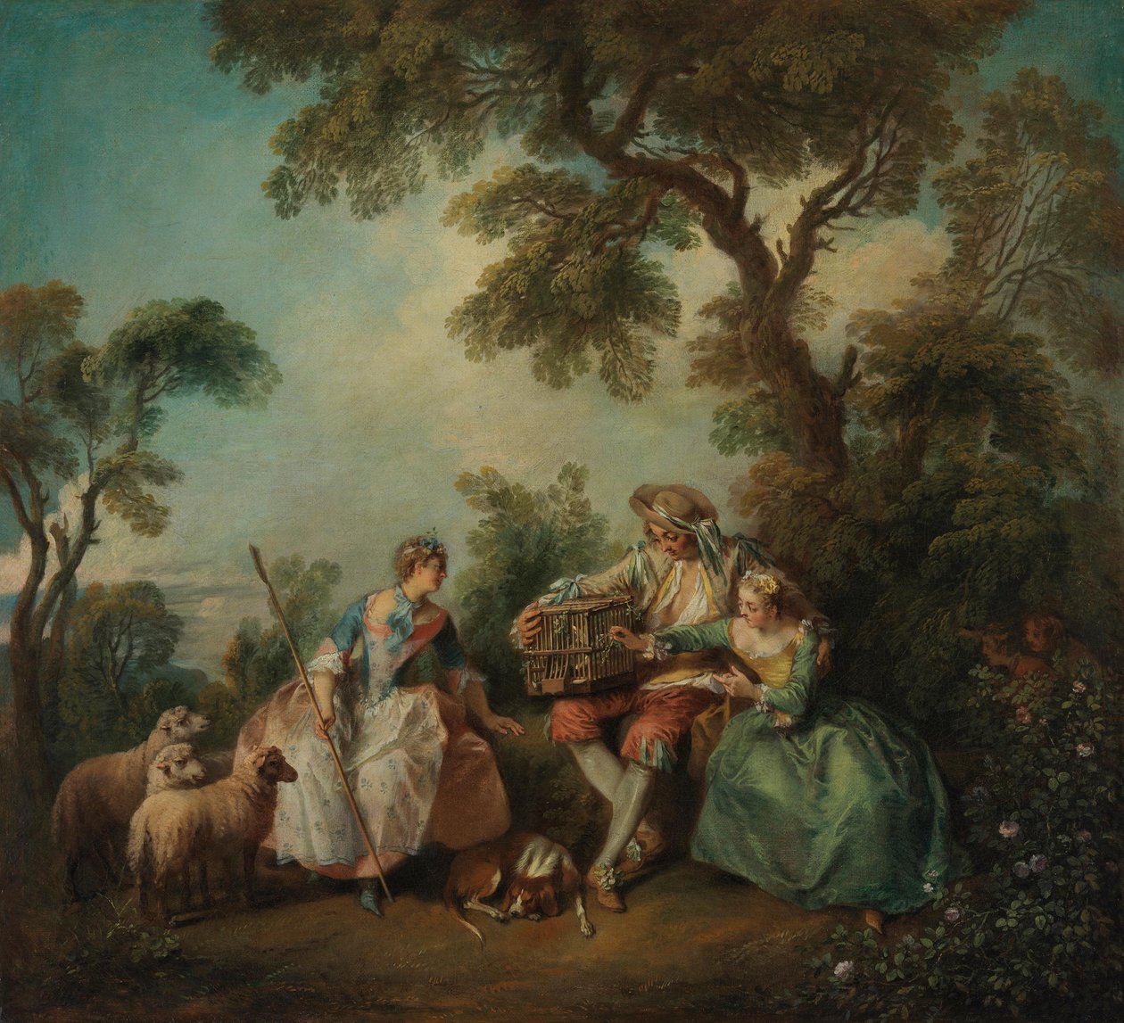 Fugleburet (Kærligheden i lunden) af Nicolas Lancret