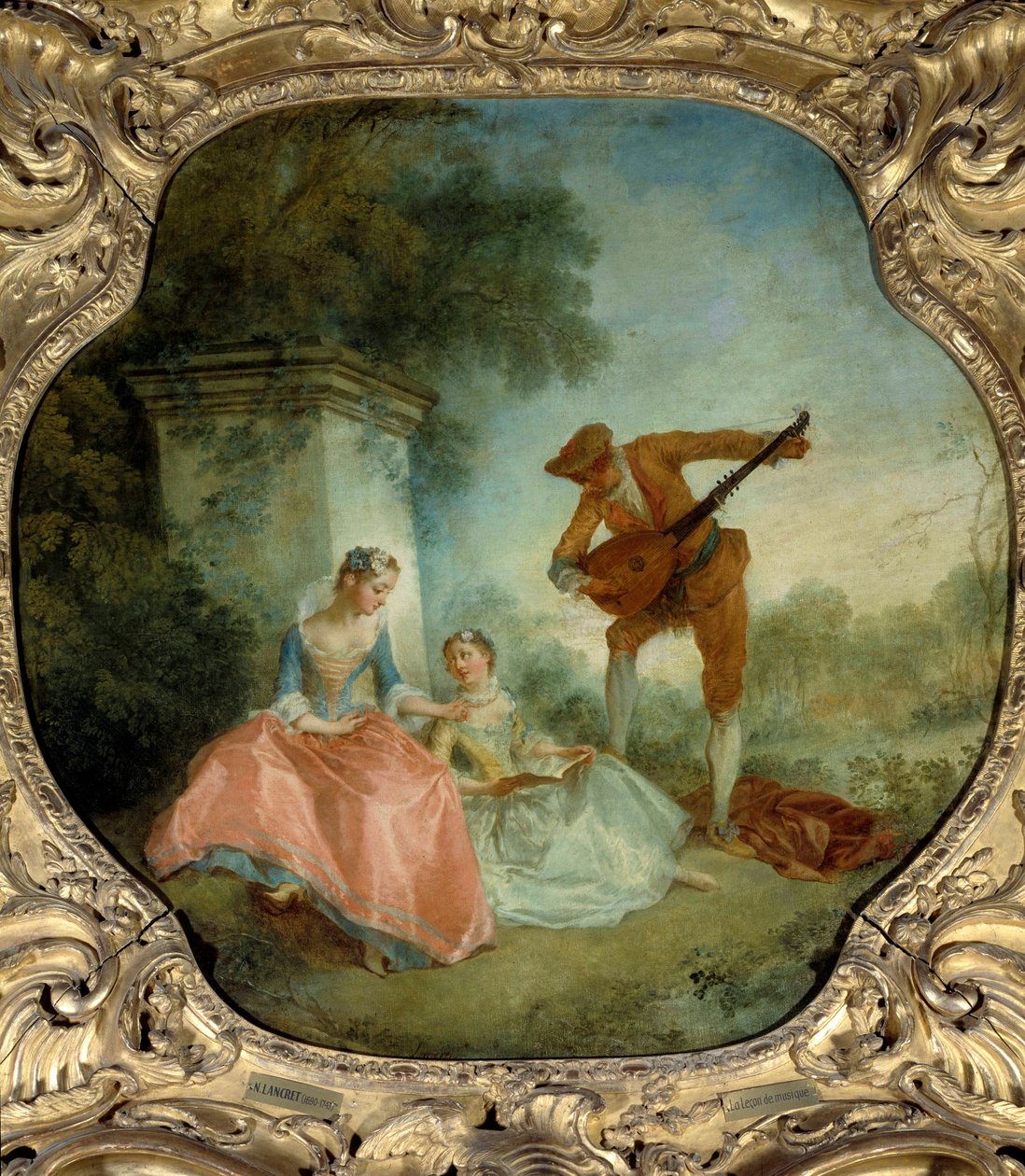 La lecon de musique Maleri af Nicolas Lancret (1690-1743) 1700-tallet søn. 0,89x0,9 m. af Nicolas Lancret