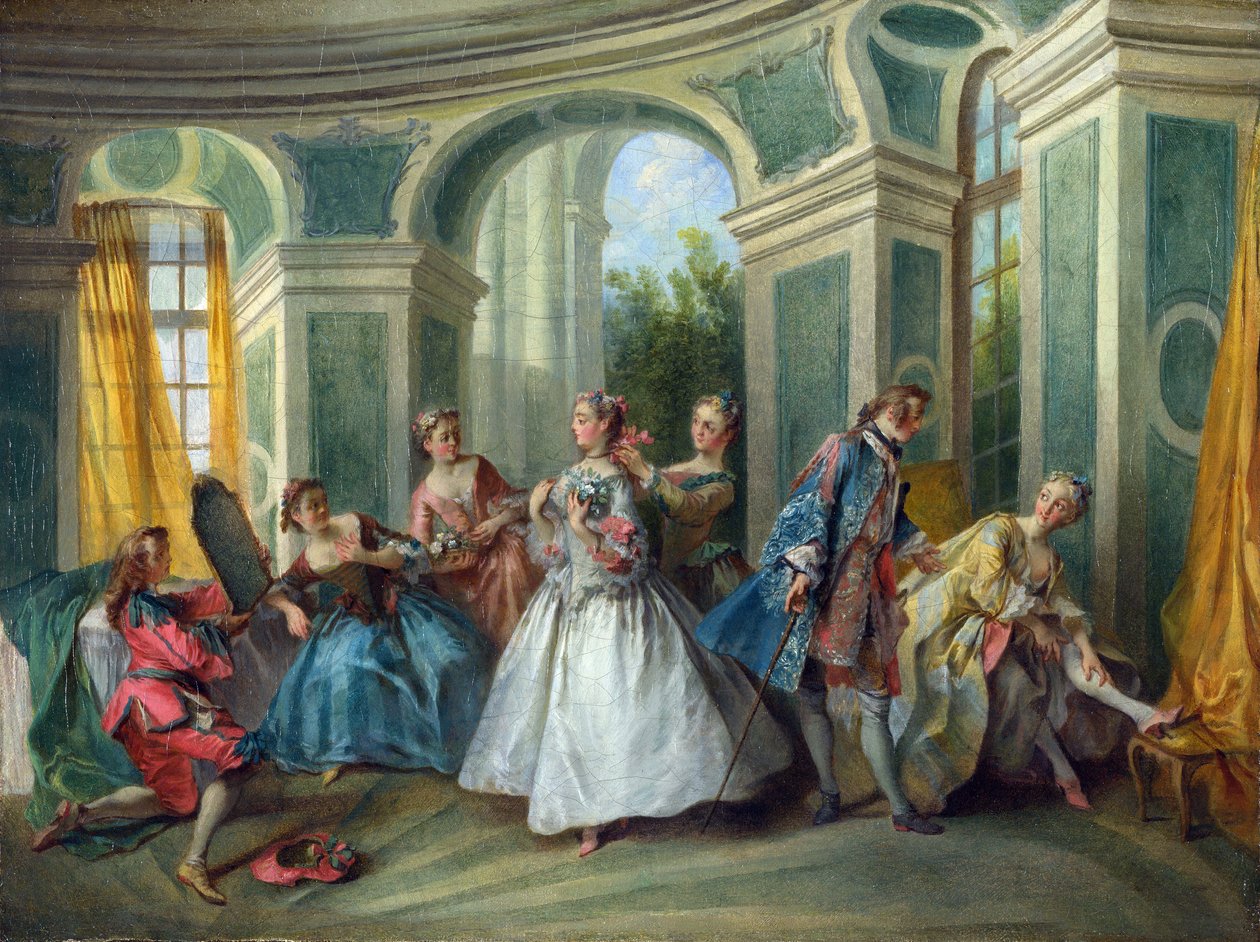 Lancret, Nicolas (1690-1743) Menneskets fire aldre: Ungdom Olie på lærred Rokoko ca 1735 Frankrigs Nationalgalleri, London 34,3x45,3 maleri af Nicolas Lancret