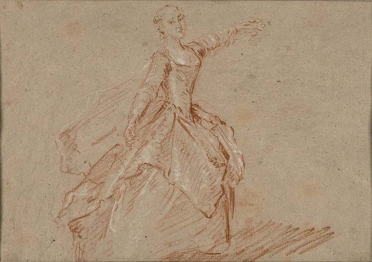 Studie til Dansen mellem pavillonen og springvandet af Nicolas Lancret