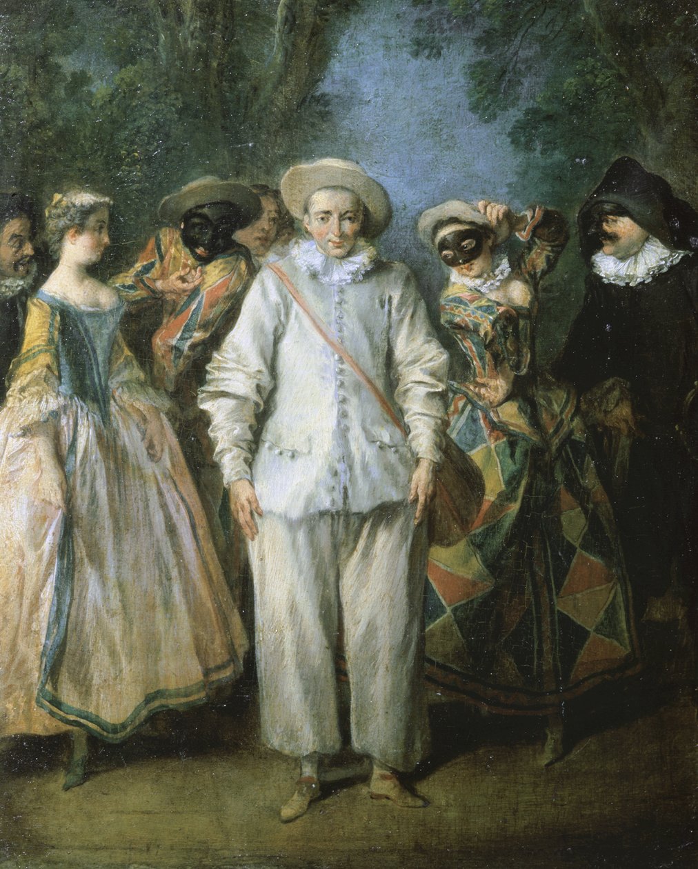 Skuespillerne i den italienske komedie, eller det italienske teater, ca. 1725-28 (olie på træ) af Nicolas Lancret