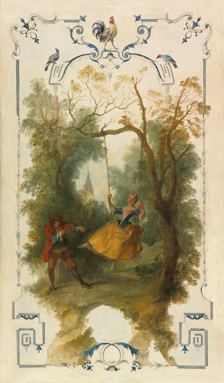 Gyngen, ca. 1723-27 (olie på lærred) af Nicolas Lancret