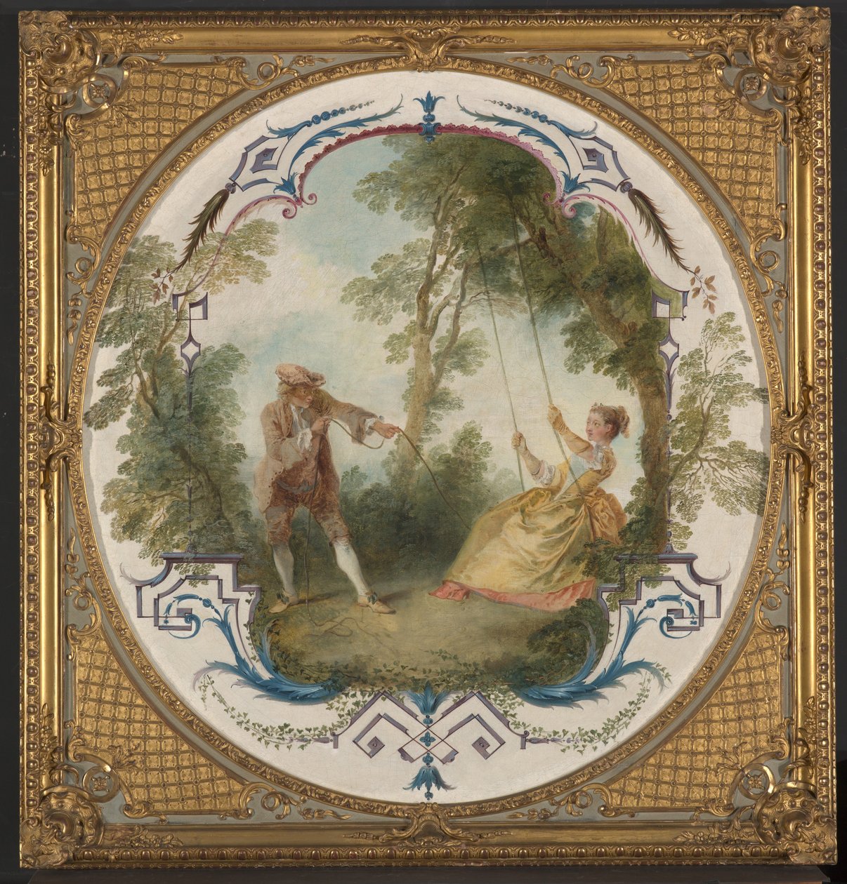 Gyngen, ca. 1724 (olie på lærred) af Nicolas Lancret