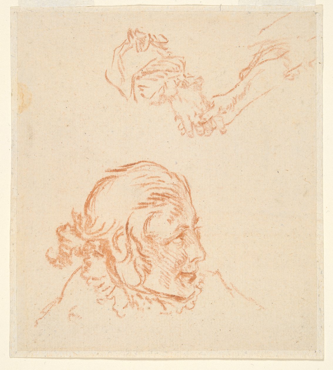 To studier: Portræt af en skuespiller og Study of Hands af Nicolas Lancret