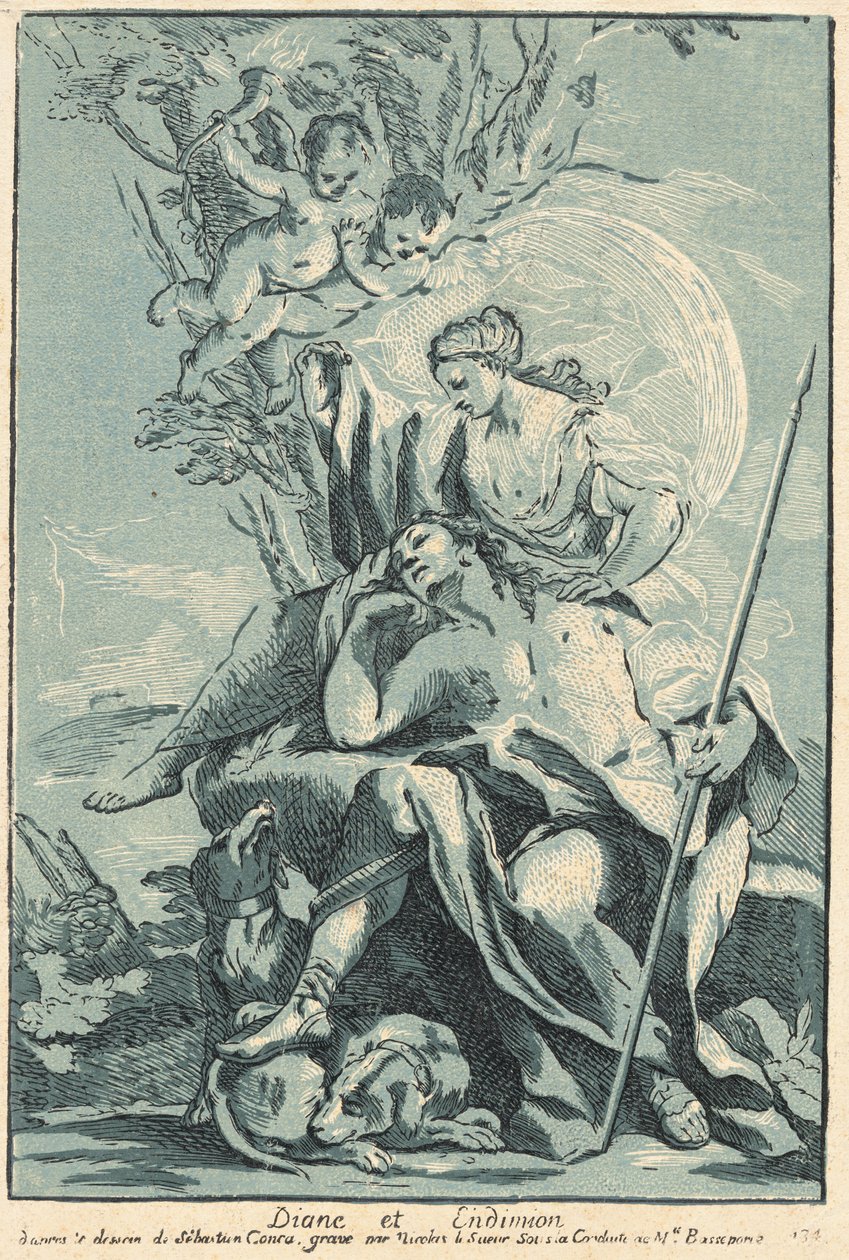 Diana og Endymion af Nicolas Le Sueur after Sebastiano Conca