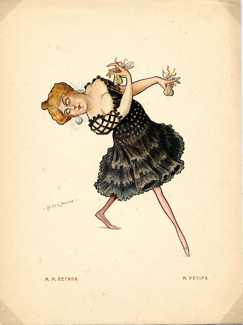 Portræt af Marie Petipa (1857-1930) Russisk ballerina - Litografi af Nikolai Gustavovich Legat (1869-1937), uddrag fra Ballet russe en caricatures af Nicolas Legat