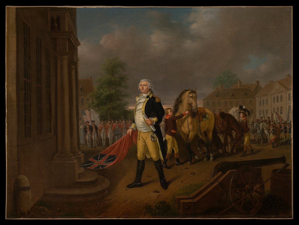 General Humphreys leverer standarderne taget i Yorktown til Congress Hall (Philadelphia) af Nicolas Louis Albert Delerive