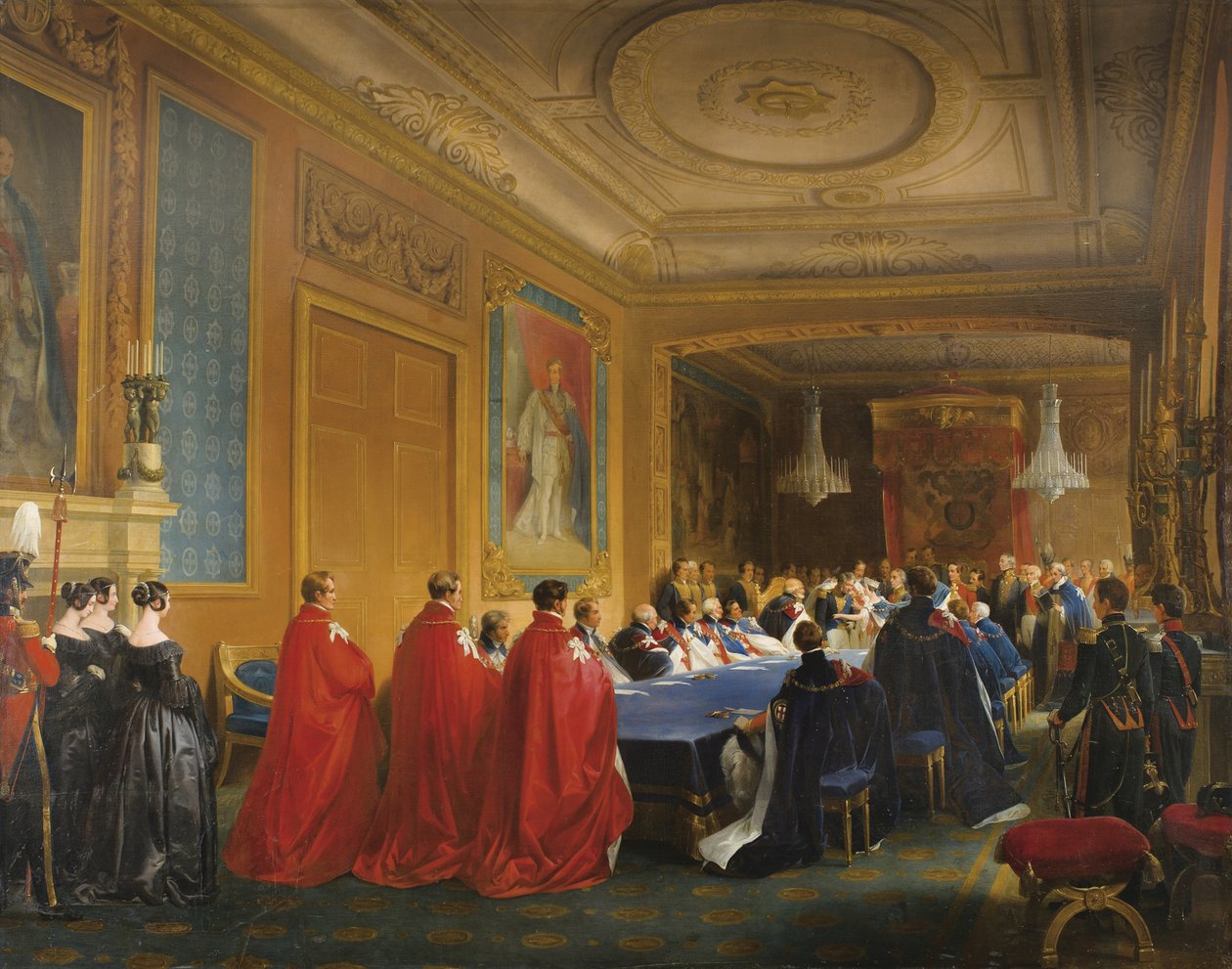 Louis-Philippe modtog strømpebåndsordenen fra hænderne på en ung dronning Victoria, 1844 af Nicolas Louis Francois Gosse