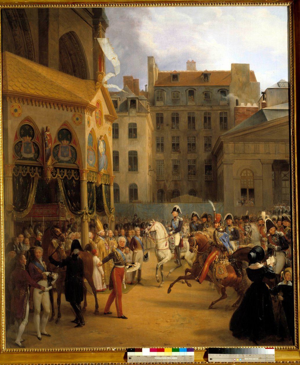 Rentræ af kong Charles X i Paris, på vej til Notre-Dame, efter kong Louis XVIII