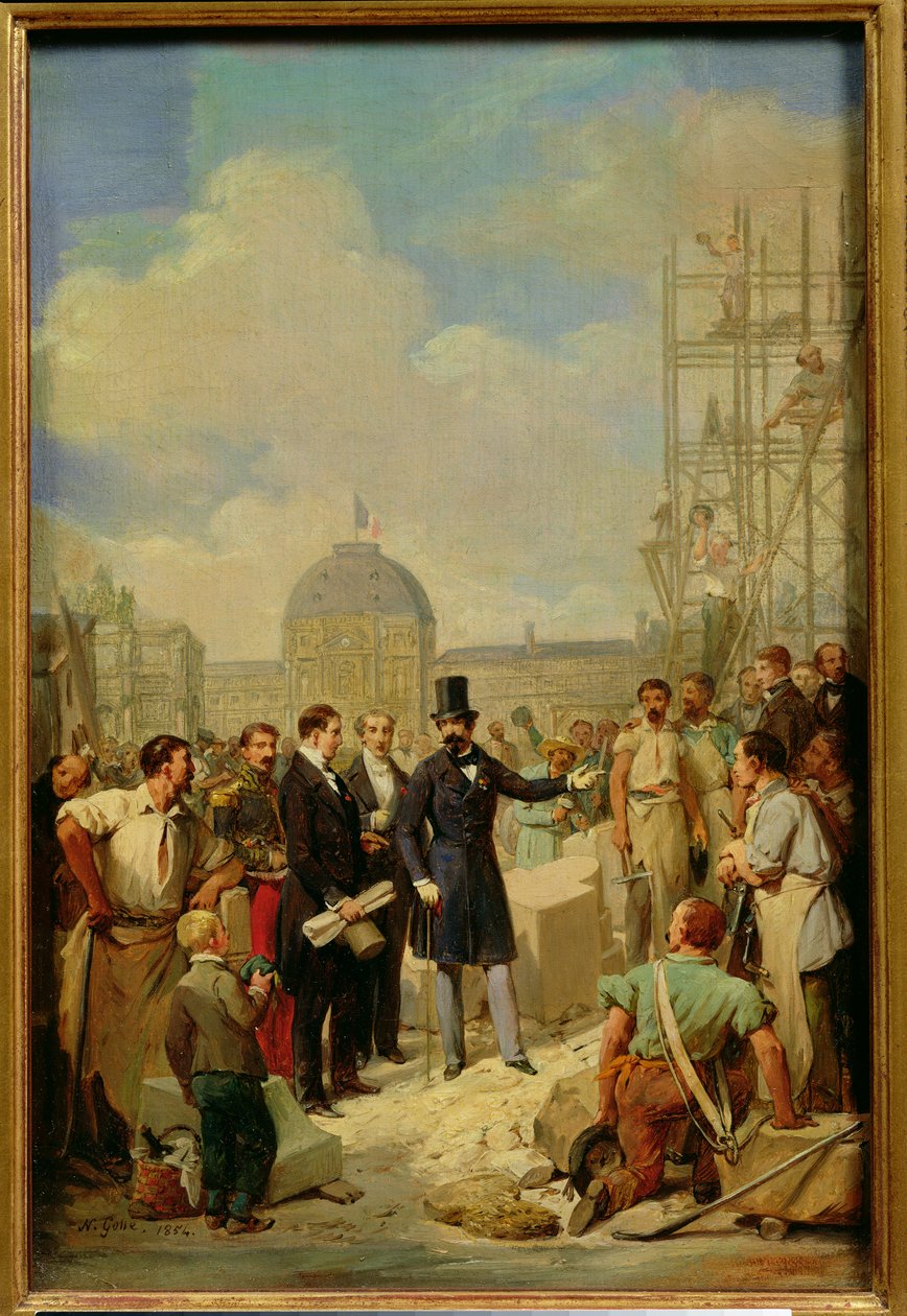 Studie for Napoleon III (1808-73) Besøg værkerne på Louvre, 1854 af Nicolas Louis Francois Gosse
