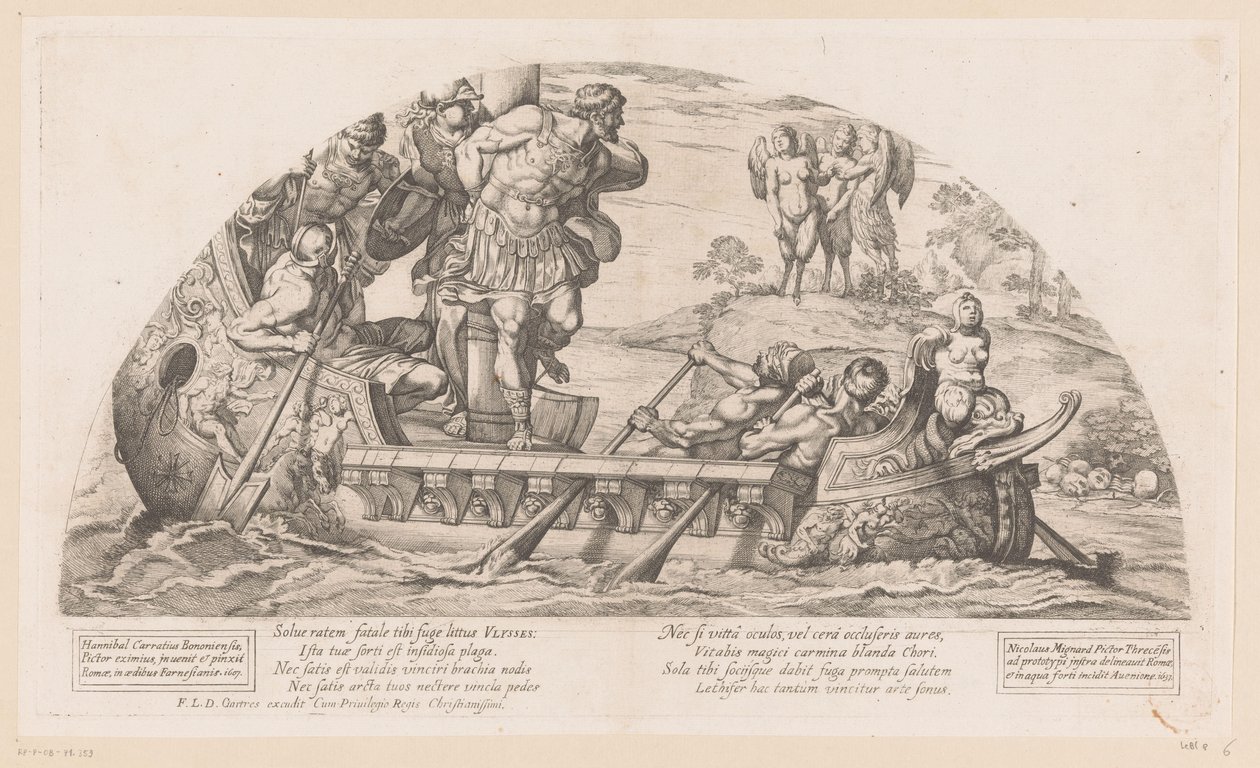 Odysseus trodser sirenernes chants Historier fra Odysseen (serietitel) af Nicolas Mignard