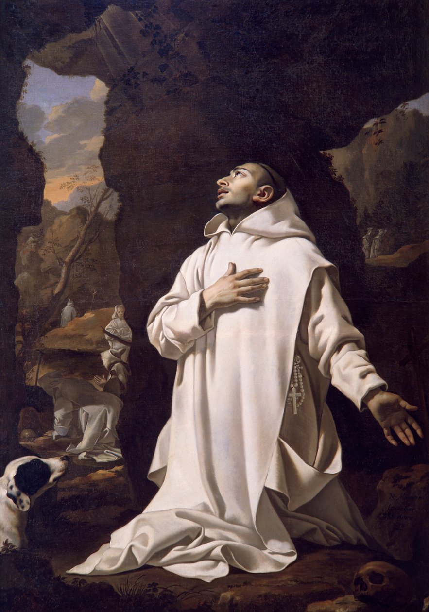 Sankt Bruno beder i ørkenen, af Nicolas Mignard (1606-1668), olie på lærred, 220x1445 cm af Nicolas Mignard