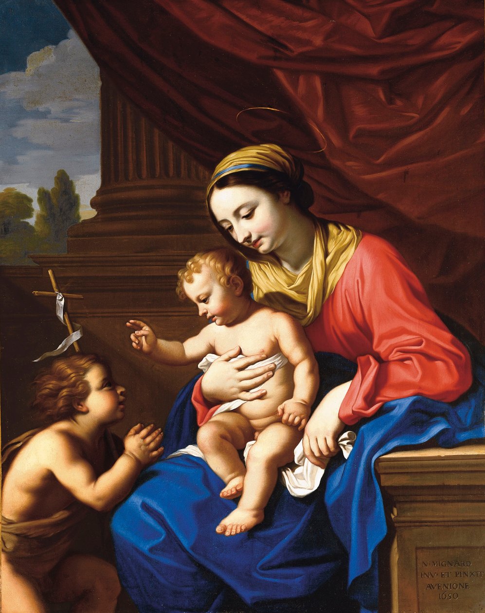 Jomfruen og Barnet med Johannes Døberen, 1650 af Nicolas Mignard