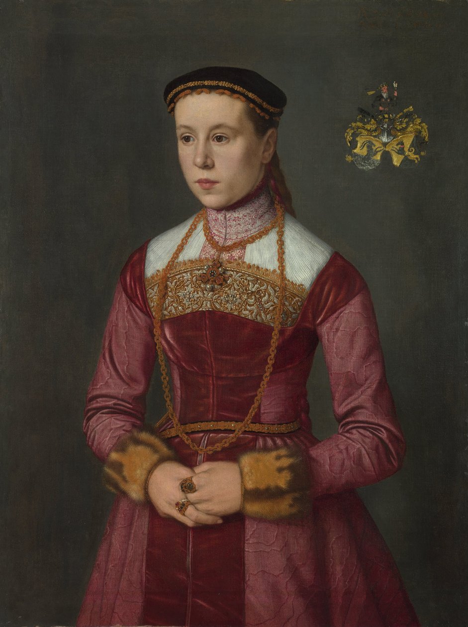 Portræt af en ung dame, ca 1561 af Nicolas Neufchatel