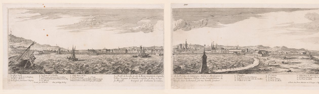 Udsigt over Barcelona Profil af byen og byen Barcelona (...) (titel på objektet) af Nicolas Perelle