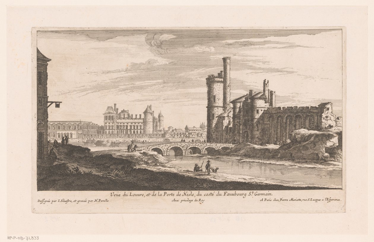 Udsigt over Louvre Veue du Louvre et de la Porte de Nesle (...) (titel på objektet) af Nicolas Perelle