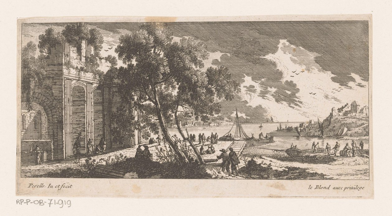Ruin på kaj ved havet af Nicolas Perelle