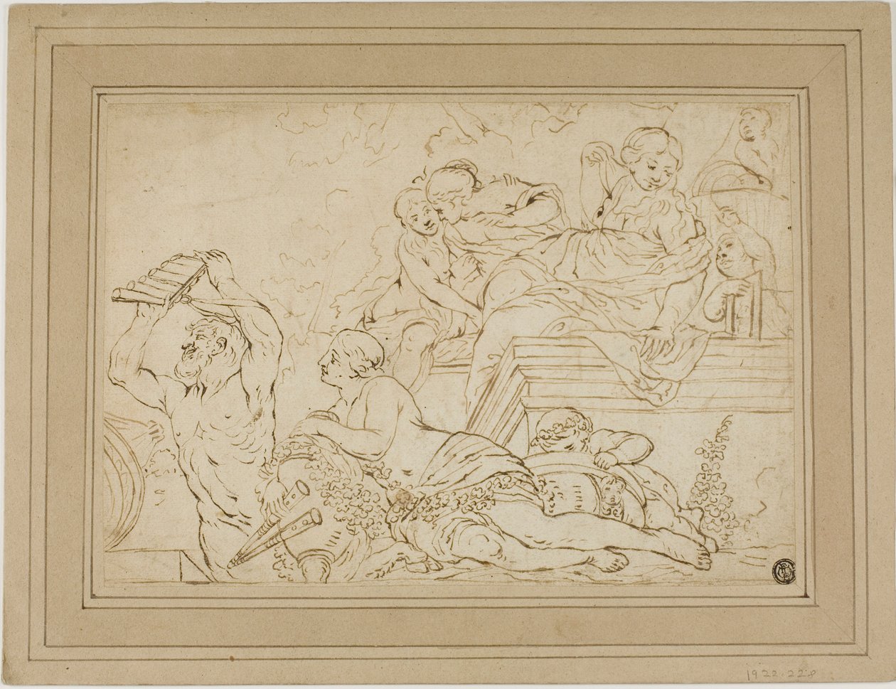 Scene med nymfer og satyr af Nicolas Pierre Loir