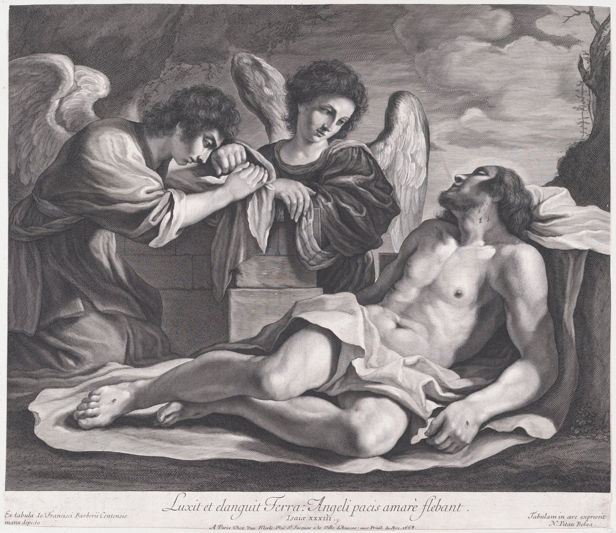 Engle sørger over den døde Kristus, ca. 1690-1720., ca. 1690-1720. af Nicolas Pitau