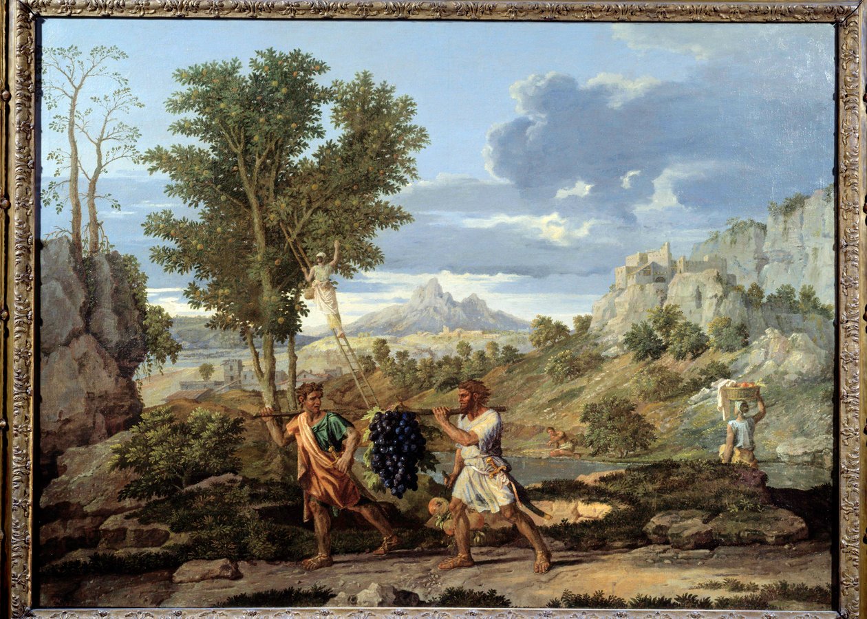 Efterår eller drueklasen bragt tilbage fra det forjættede land Josue og Kalebs tilbagevenden med en enorm klase druer fra Kanaans land af Nicolas Poussin