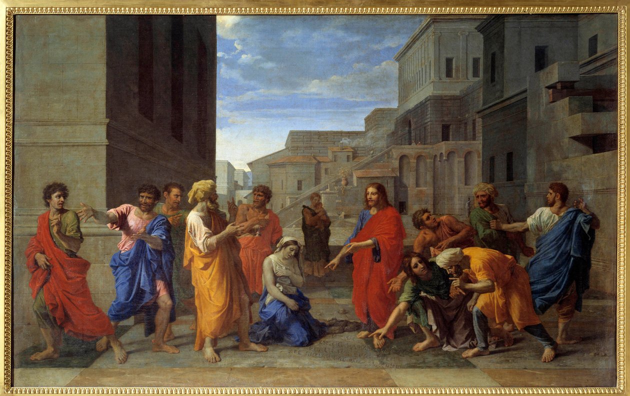 Kristus og den utroskabelige kvinde Maleri af Nicolas Poussin af Nicolas Poussin