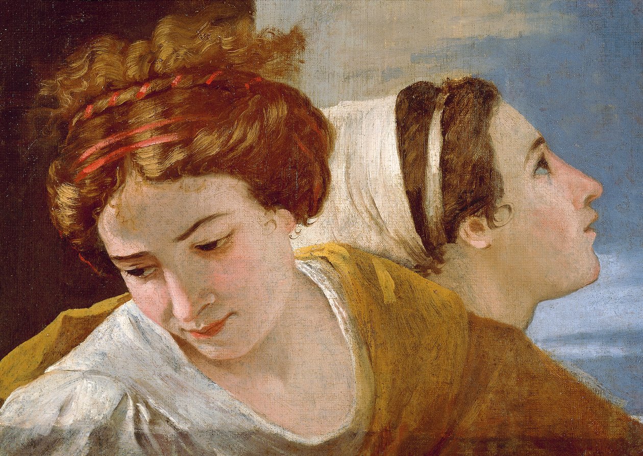 Detalje af tilbedelsen af den gyldne kalv, før 1634 (olie på lærred) af Nicolas Poussin