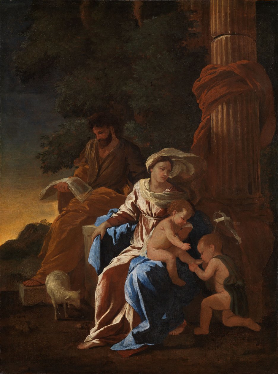 Den hellige familie med Johannesbarnet af Nicolas Poussin